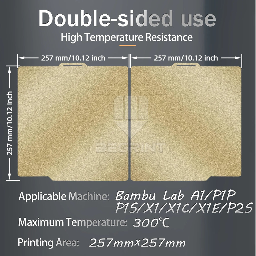 BEGRINT 257mm PEI PET PEO Build Plate for Bambu Lab X1C P1S