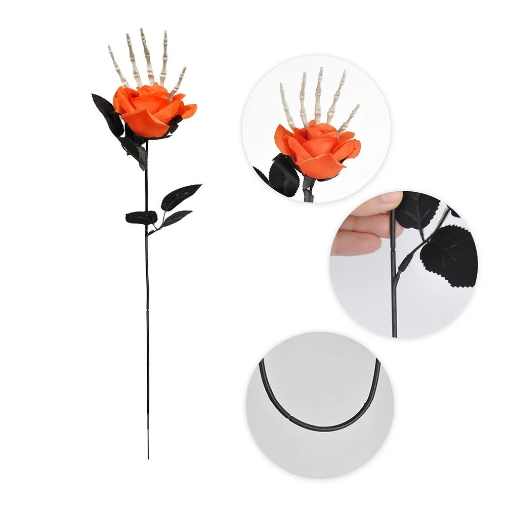 Skeleton Hand Rose Gothic Artificial Flower | Halloween Decor