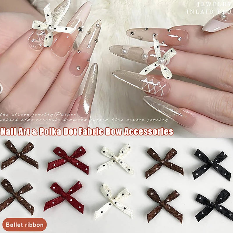 20Pcs Wave Dot Fabric Bow Nail Art Charms – DIY Nail Decor