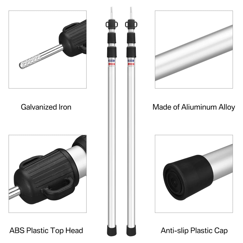 Aluminium Telescoping Tarp Poles 90–230cm | Camping Canopy