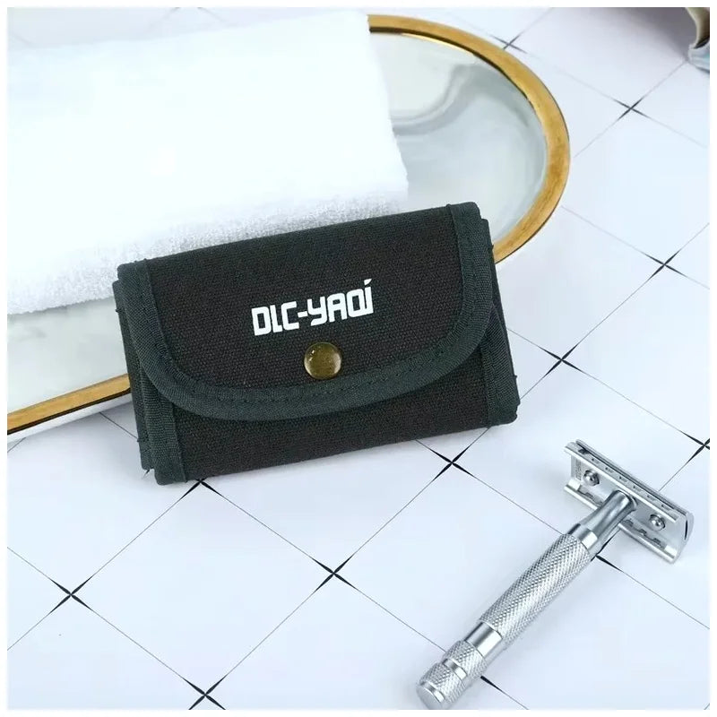 YAQI Dark Green Canvas Travel Pouch for Safety Razors