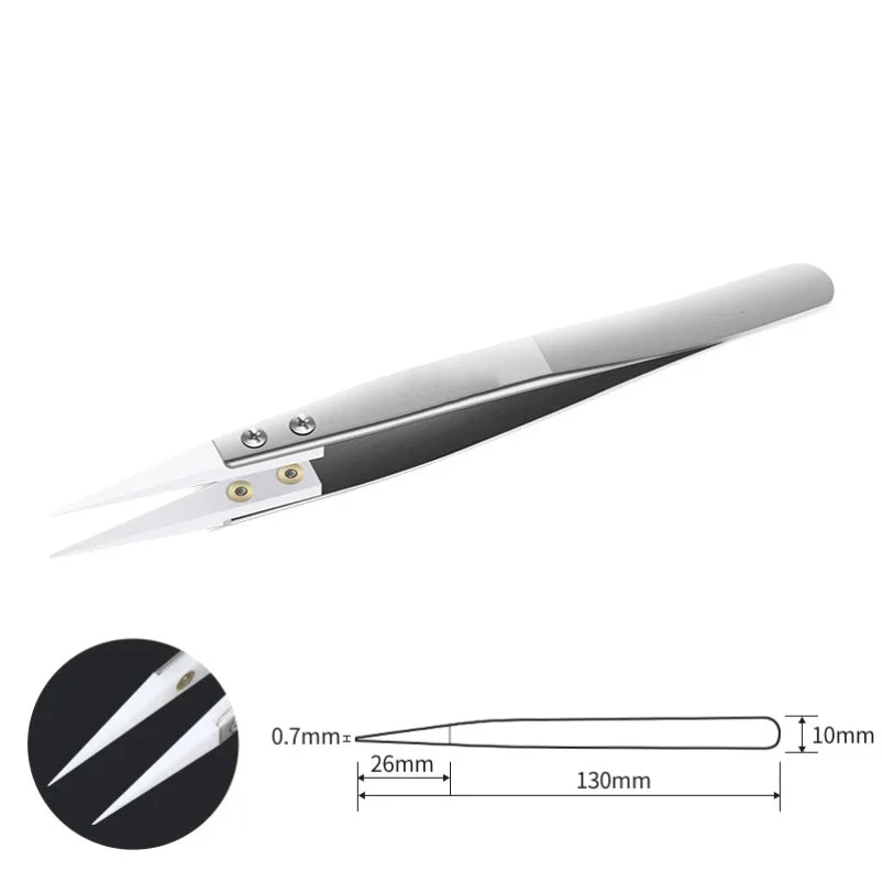 2-Pack Ceramic Tip Stainless Steel Soldering Tweezers