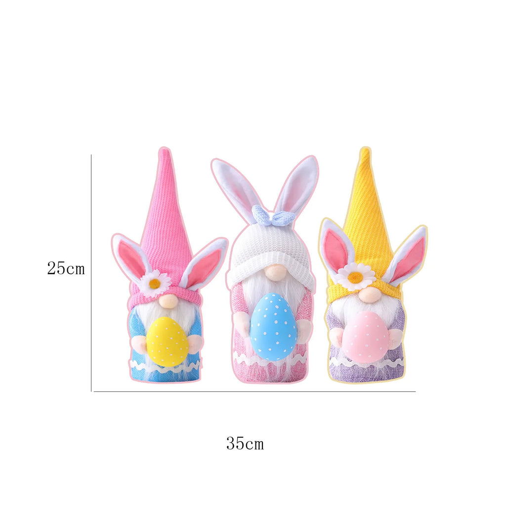 Easter Bunny Gnome Plush Figurine – Spring Home Decor Ornament