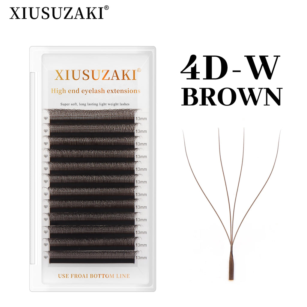 XIUSUZAKI Brown 4D W-Shape Premade Fan Eyelash Extensions