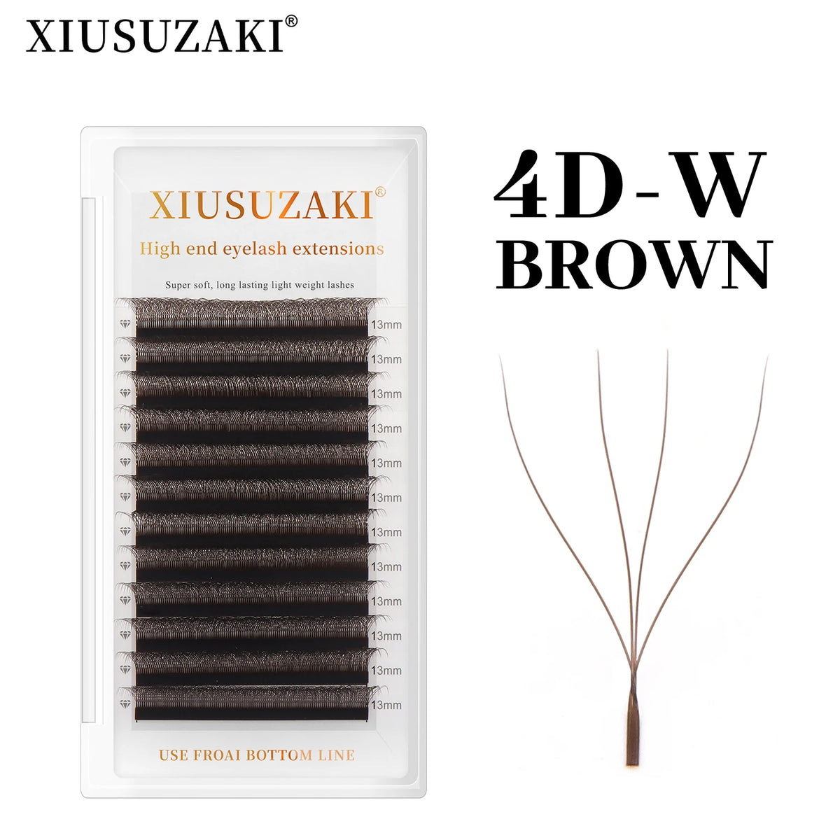 XIUSUZAKI Brown 4D W-Shape Premade Fan Eyelash Extensions