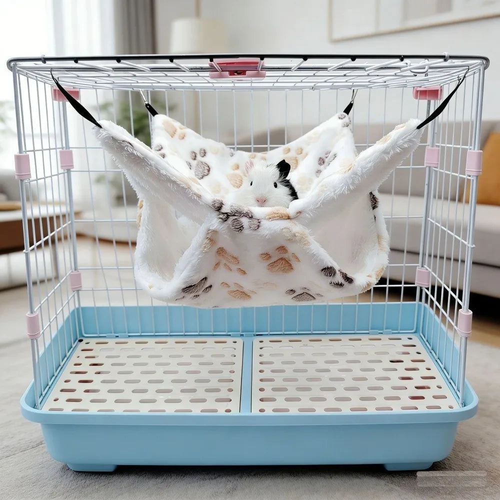 Double-Layer Plush Hamster Hammock – Warm Hanging Bed for Small Pets