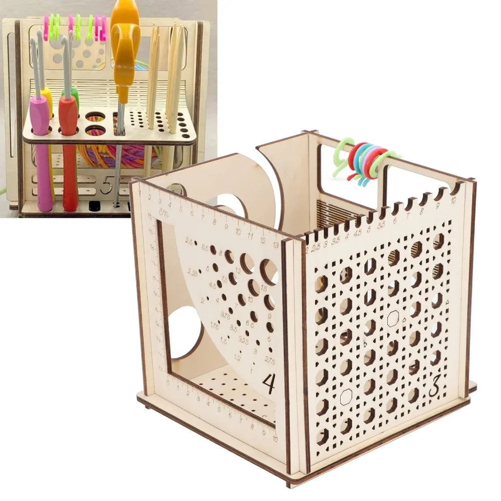 Wooden Yarn Bowl with Slots for Knitting & Crochet