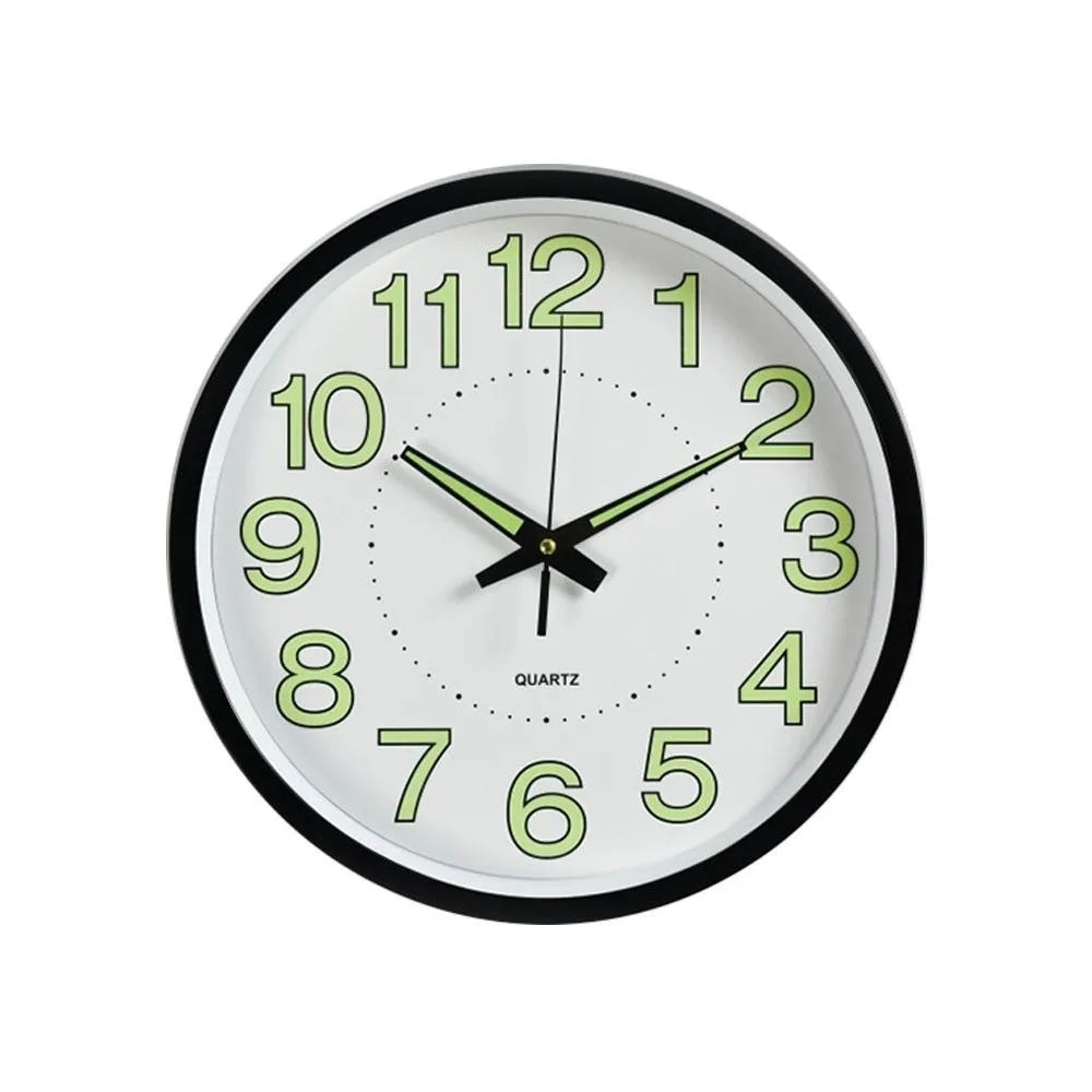 12-Inch Silent Quartz Wall Clock – Glow in Dark, Non-Ticking