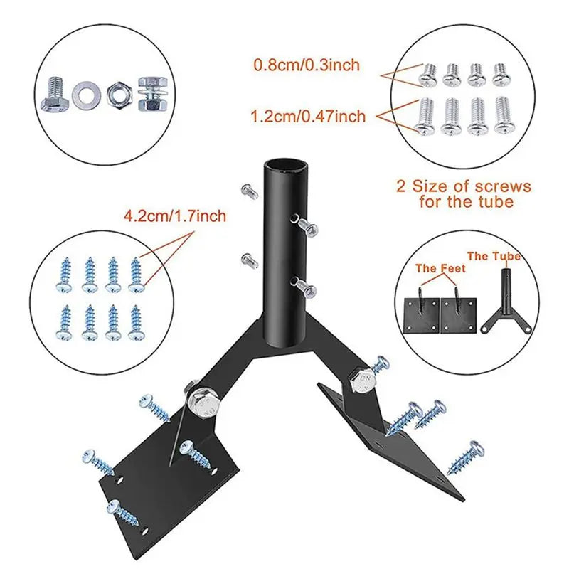 Adjustable Wind Vane Roof Mount Bracket with Hardware – Black