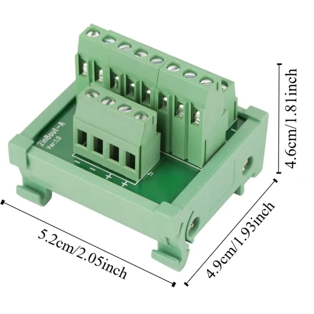 2 In 8 Out DIN Rail Breakout Board 25A Terminal Block Module