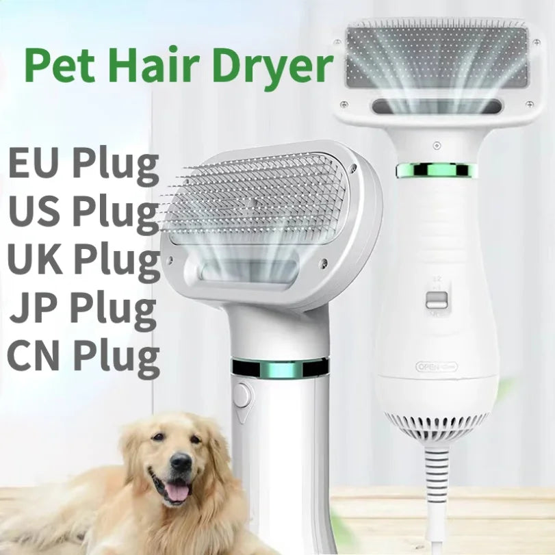 2-in-1 Pet Hair Dryer & Comb Brush – Quiet Dog Cat Groomer