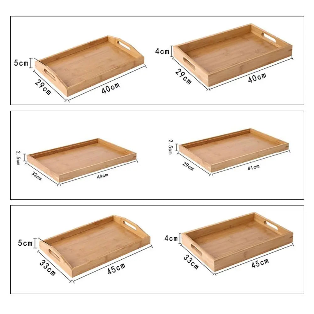 Retro Bamboo Wood Storage Tray – Tea Tray & Organizer