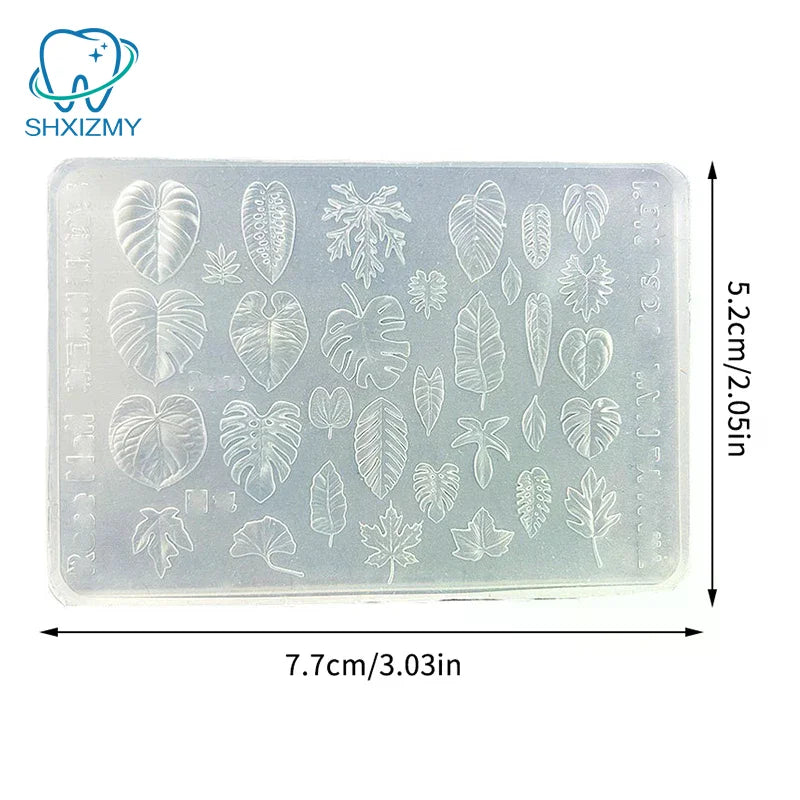 3D Silicone Nail Art Carving Mold – Monstera Leaf & Bird
