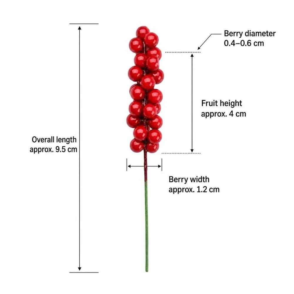 30PCS Red Artificial Berry Picks – Flexible Wire Christmas Decor