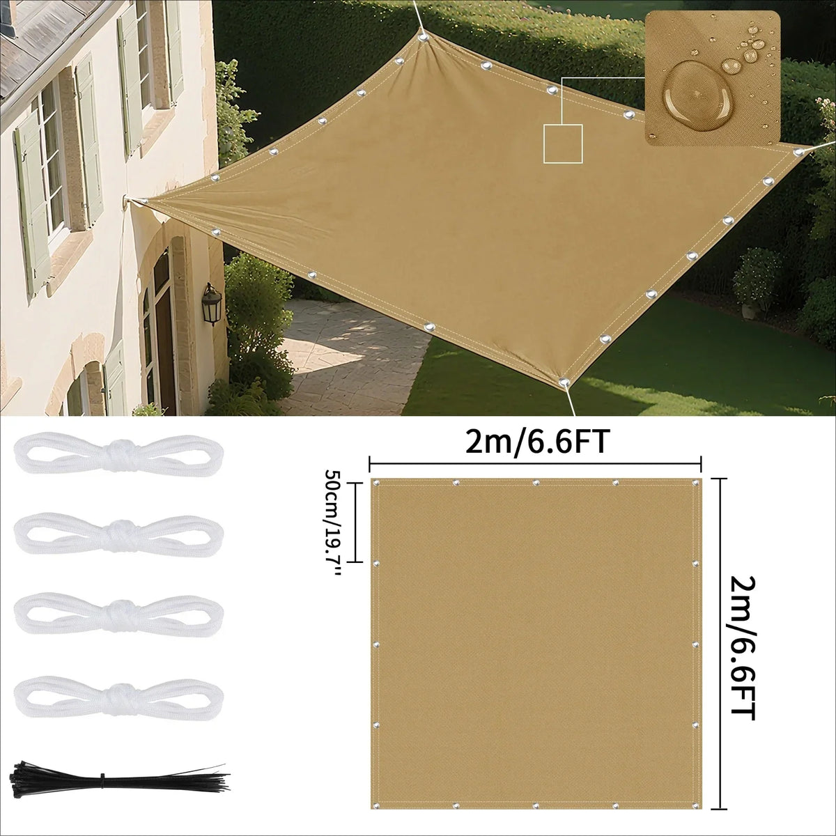 Waterproof Sun Shade Sail with Eyelets – UV Canopy Awning