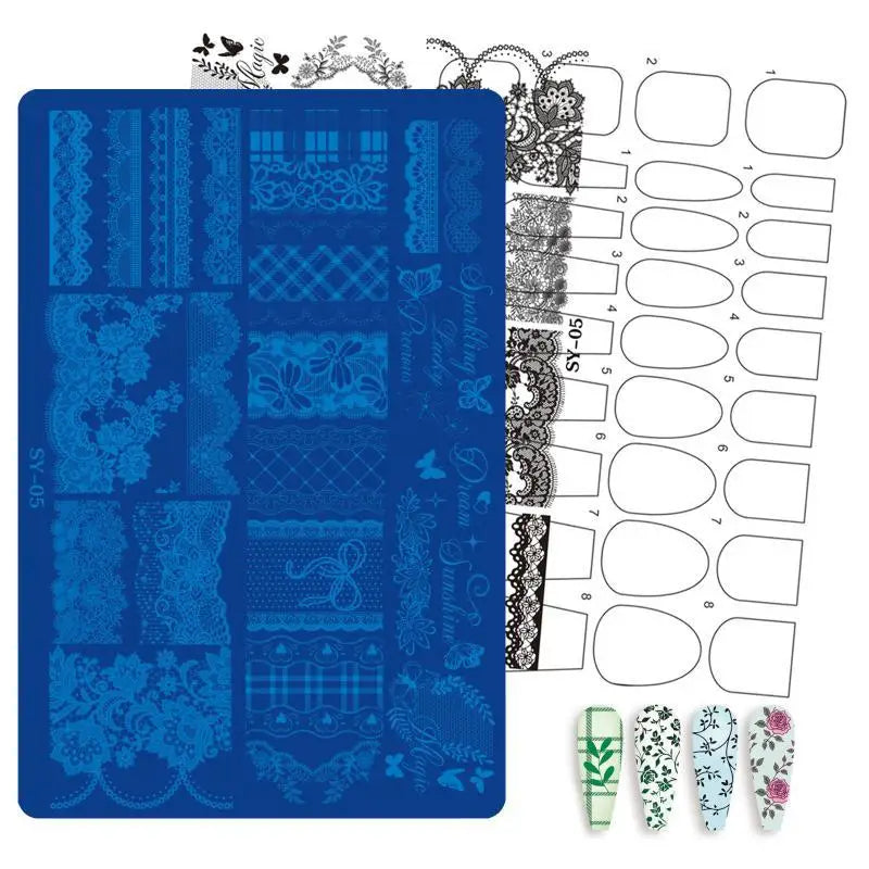 Etched Metal Nail Art Stamping Plate – Floral Lace Bow Decal