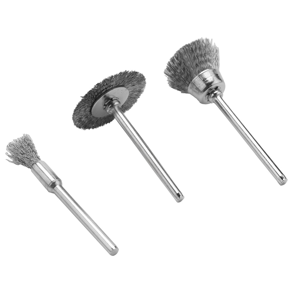 60-Pc 3mm Shank Steel Wire Rotary Brush Set for Drills