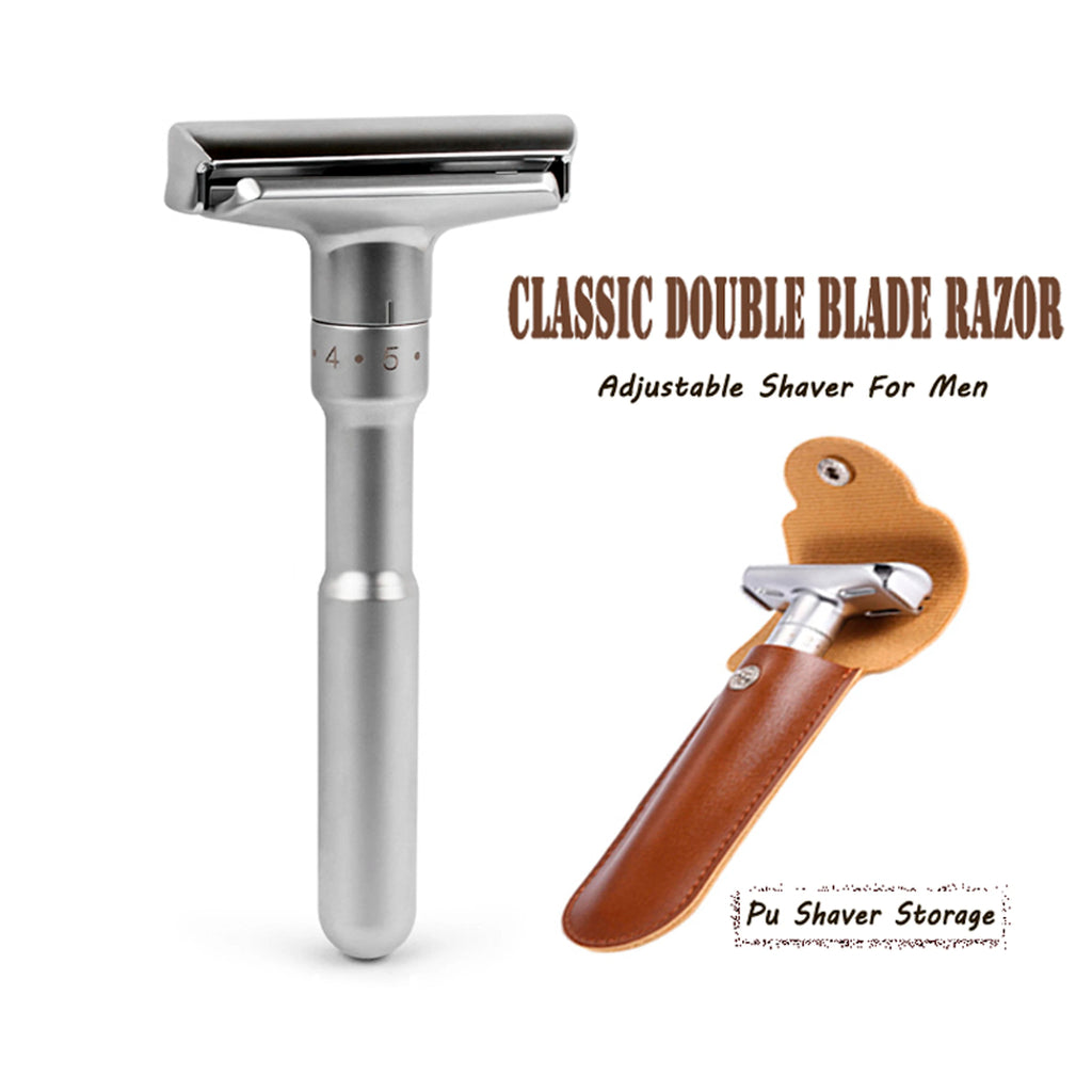 Adjustable Double Edge Safety Razor for Men + 5 Titanium Blades