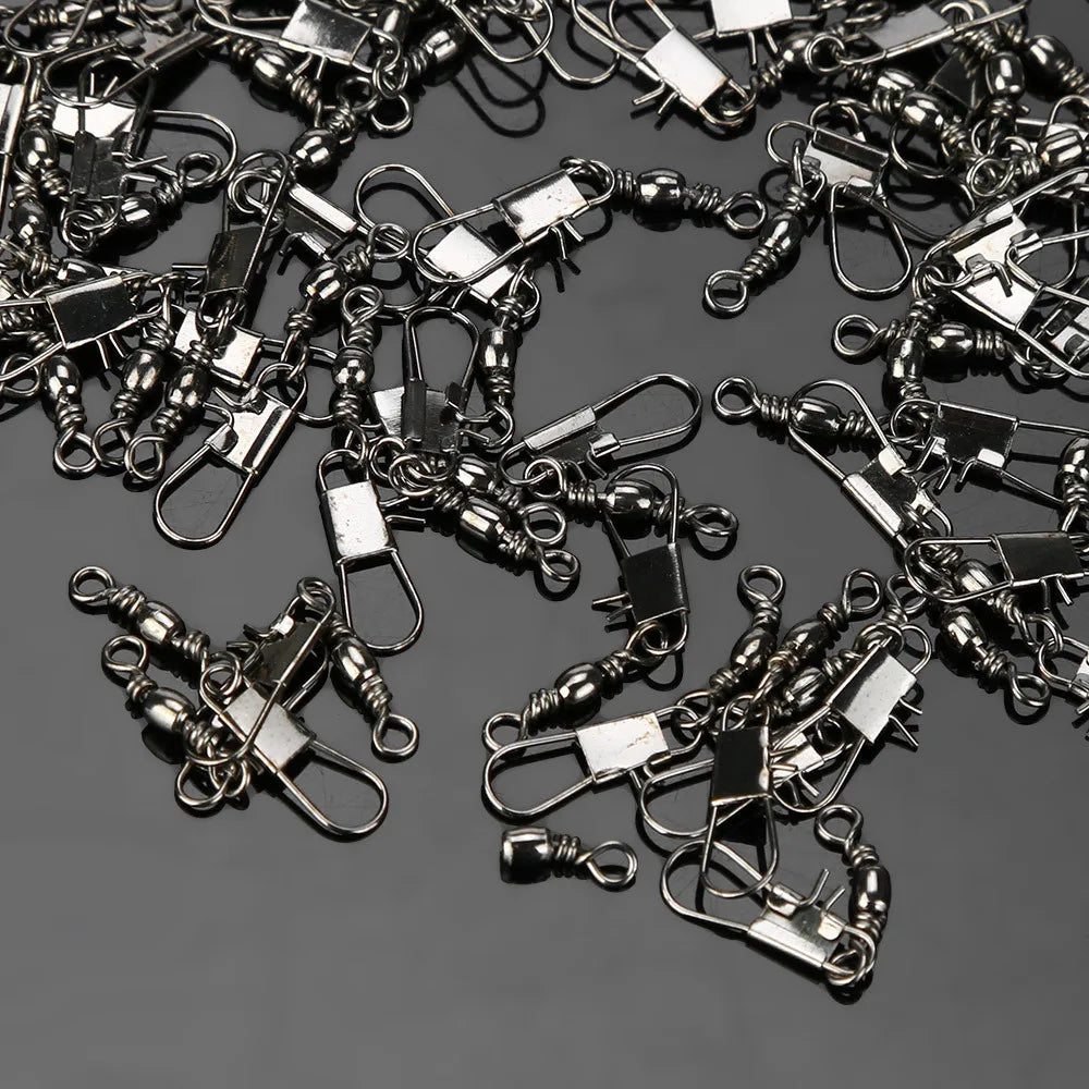 100-Pack Fishing Swivel Snap Connector Rings – Alloy Pin