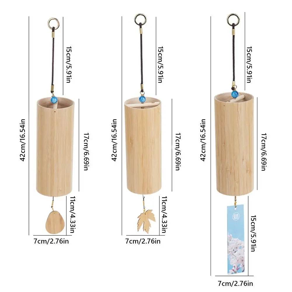 Natural Bamboo Wind Chimes – Maple Leaf Pendant Home Décor