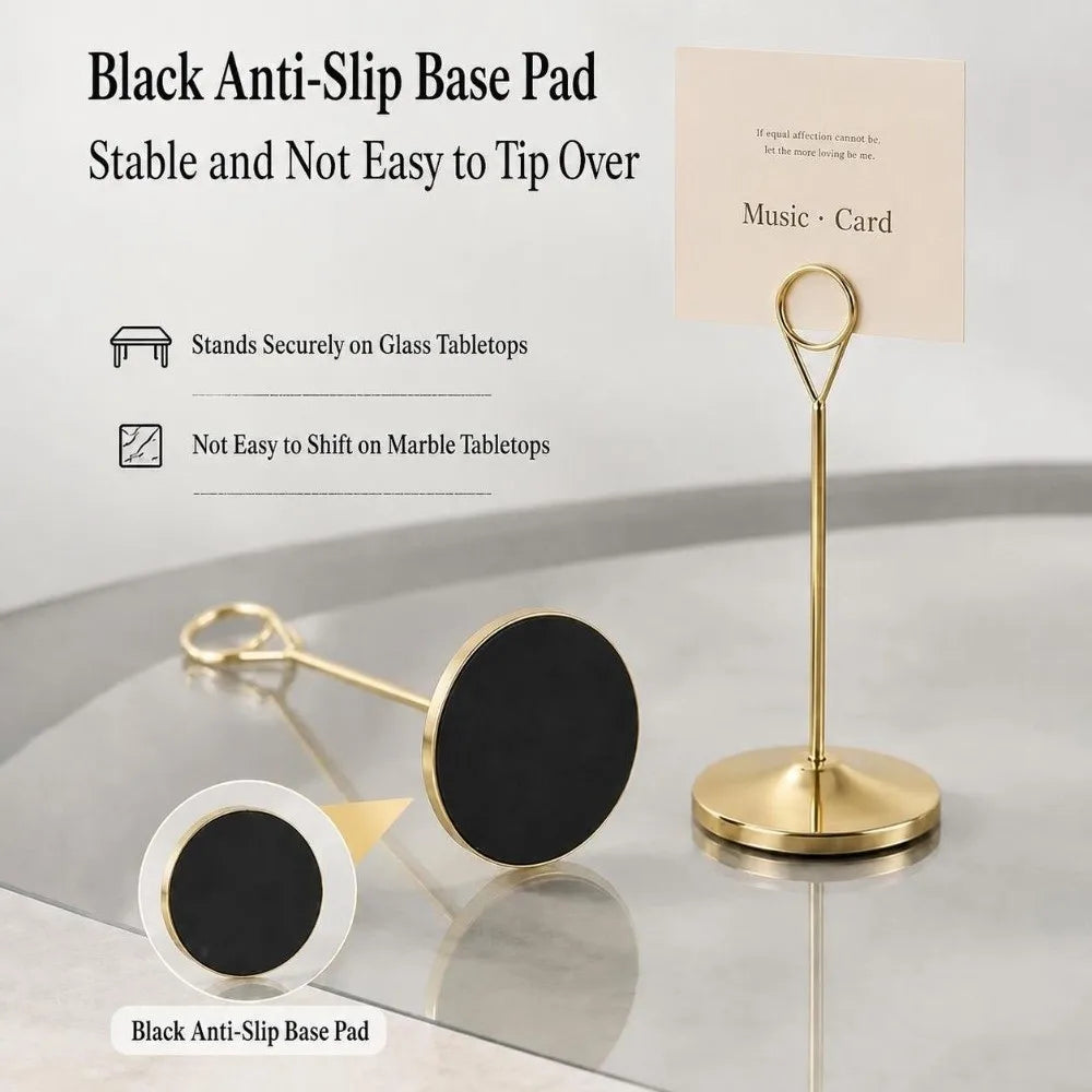 Gold Metal Table Number Holder – Drop Clip Card Stand