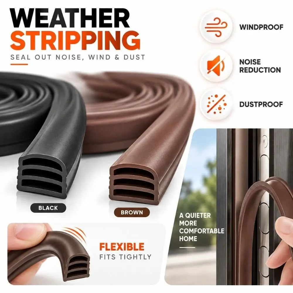 Self-Adhesive Door Seal Strip 6m Rubber Weather Stripping