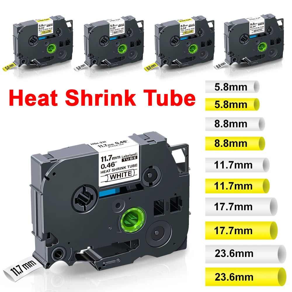 Labelwell Heat Shrink Tube Tape for Brother HSe P-Touch Printer