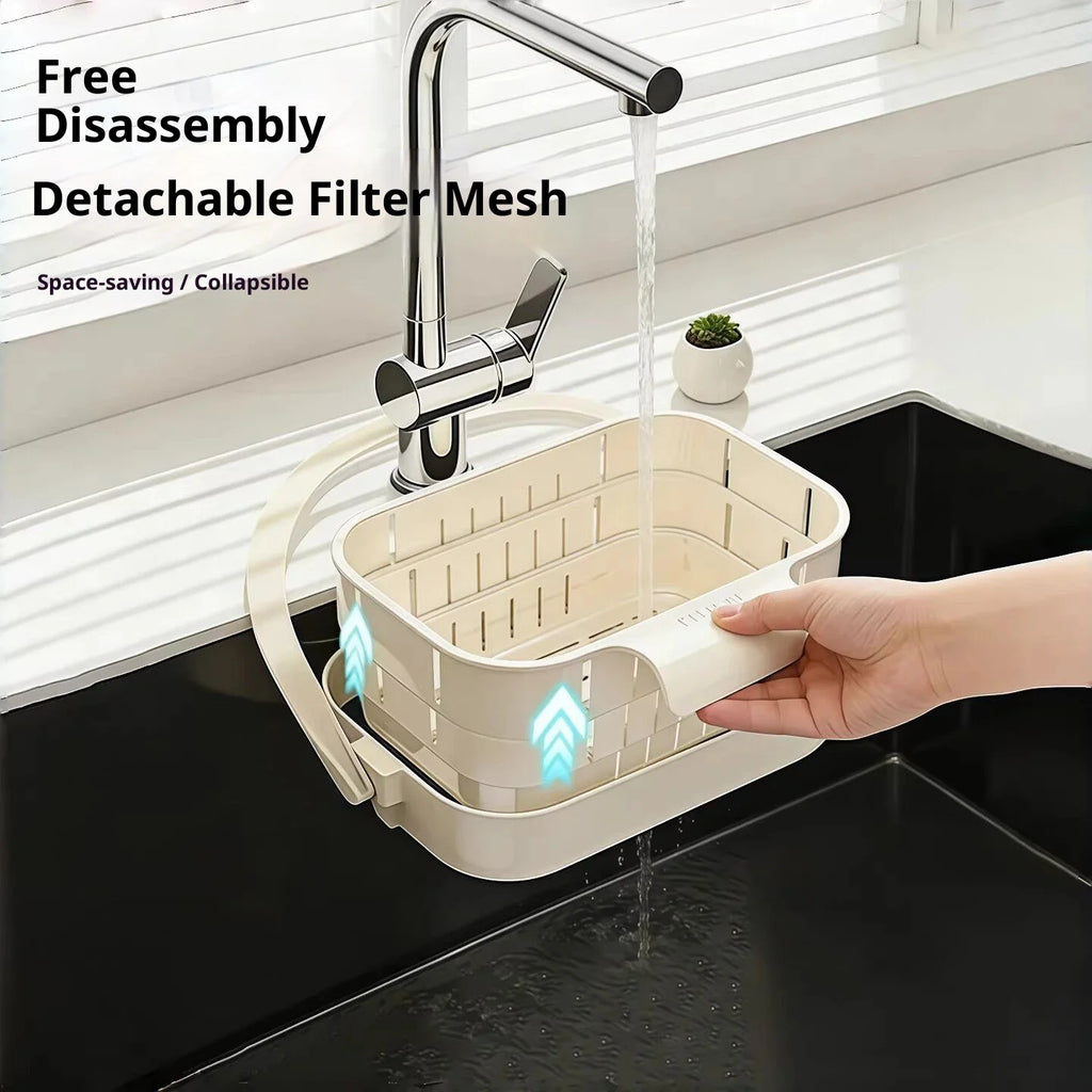 Foldable Sink Strainer Basket – Hanging Faucet Colander Filter