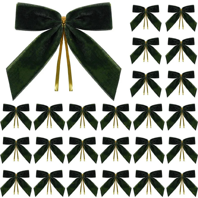 50-Piece Velvet Bow Christmas Tree Decorations Set