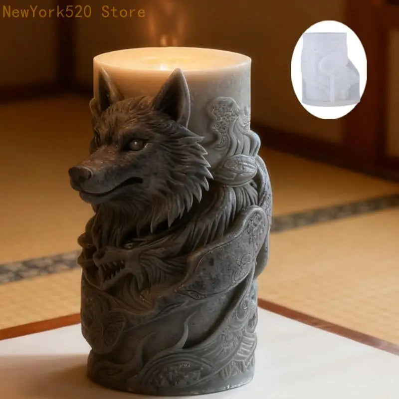 Wolf Relief Silicone Mould for DIY Candle Soap Crafting