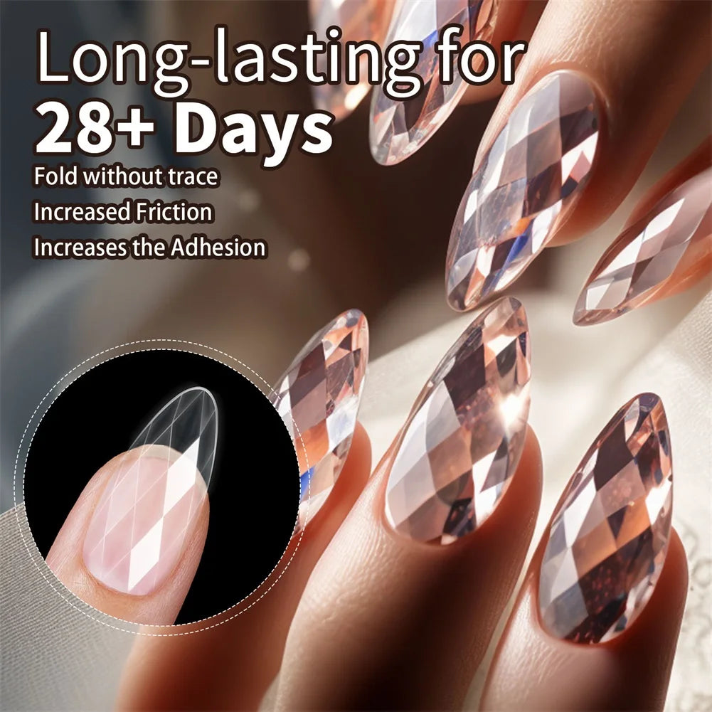 3D Diamond Press-On Nails – 120pc Full Cover Sculpted Nail Tips