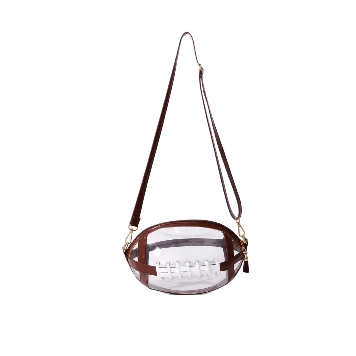 Football Shaped Clear Crossbody Bag | Tassel Purse for Women