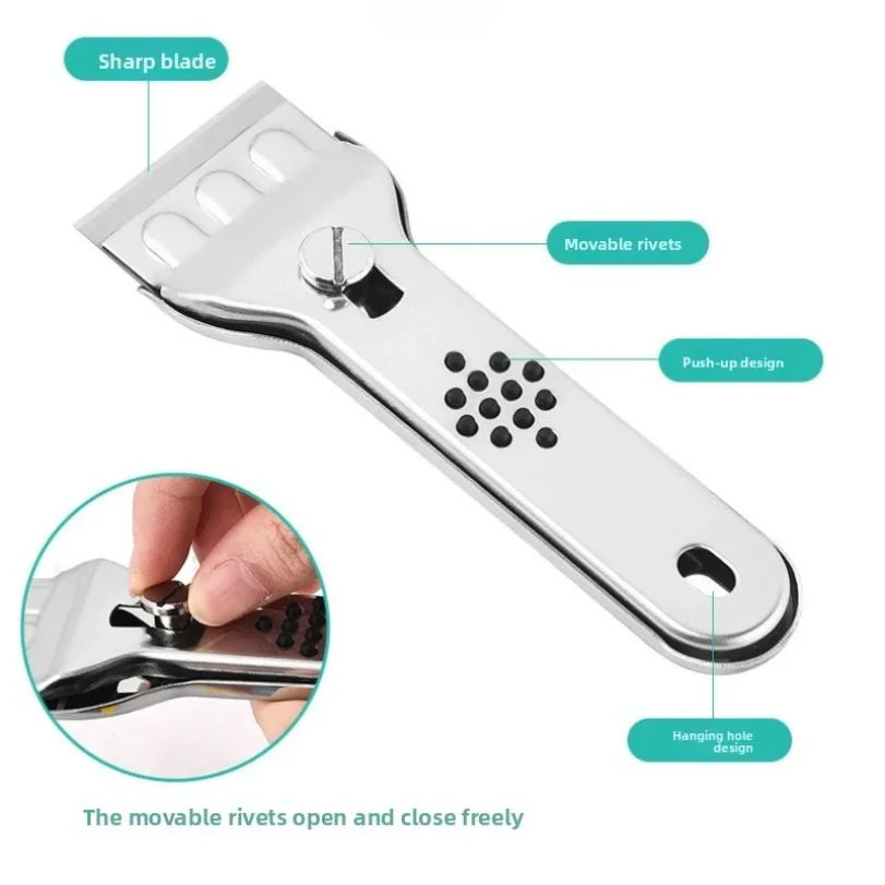 Stainless Steel Hob Scraper + Replacement Blades | Glass Cleaner