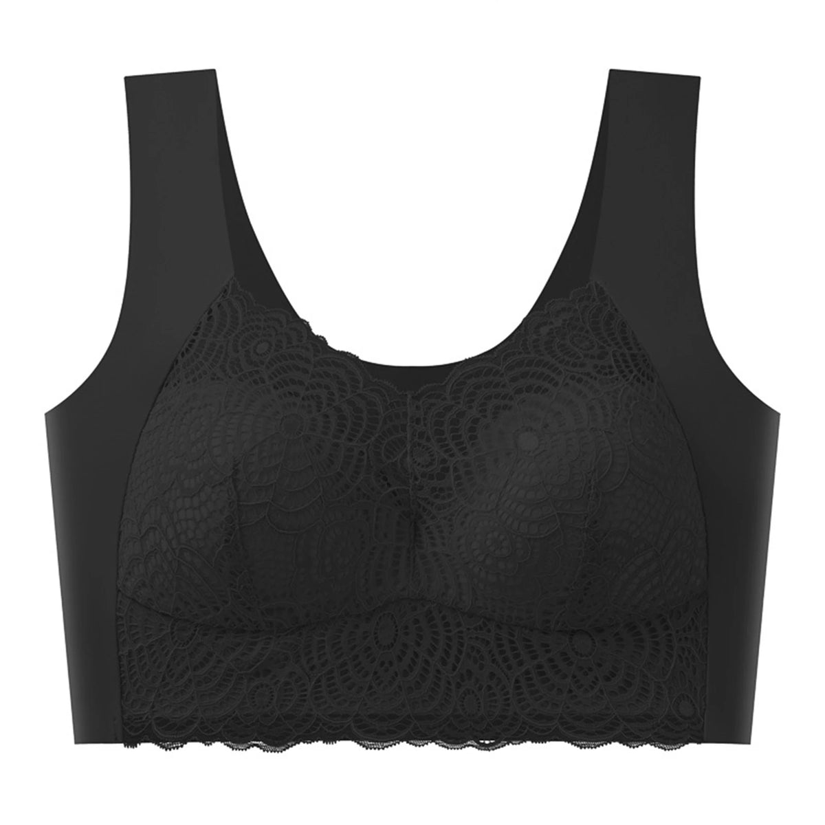 Women's Seamless Wireless Lace Bra – Wire-Free Half Cup Support