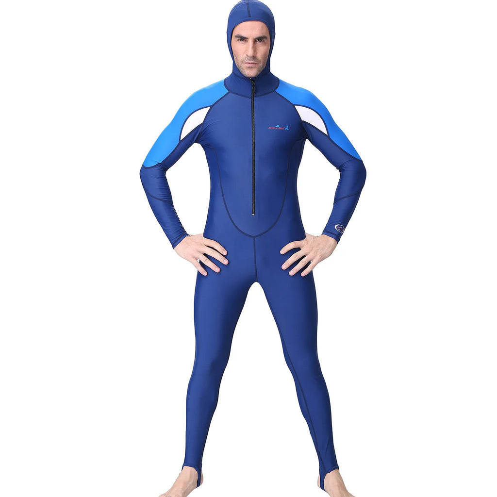 UPF 50+ Hooded One-Piece Rash Guard Wetsuit – Long Sleeve