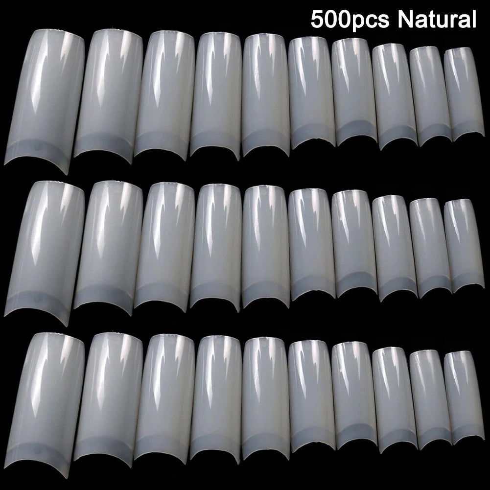 100/500pcs Clear Half French False Nail Tips – Acrylic UV Gel