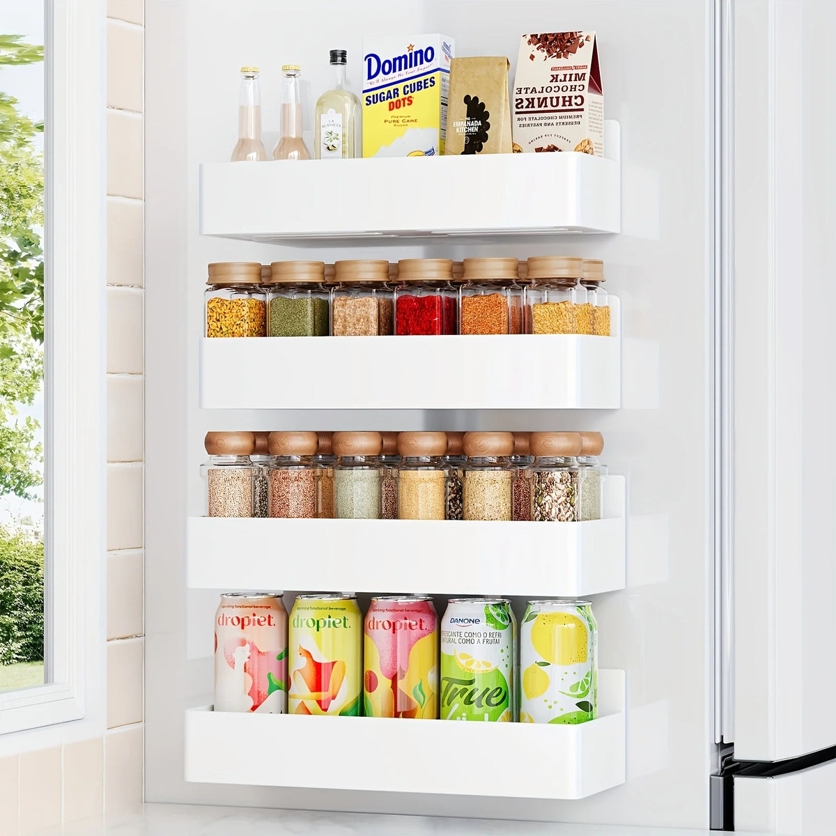 Magnetic Fridge Shelf Organizer Set of 2 – Metal Spice Rack