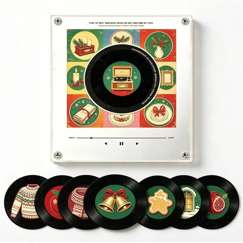 Christmas Music Fridge Magnet Singing Rotary Disc Night Light