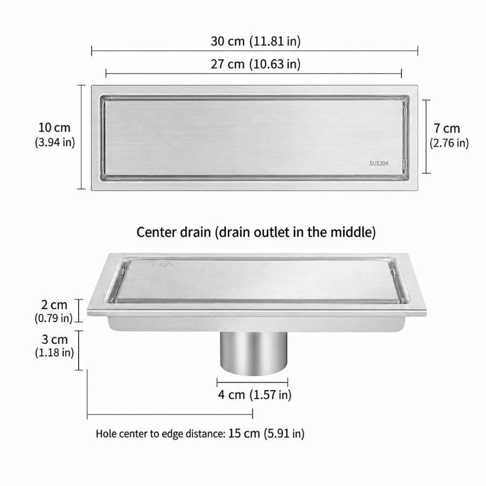 SUS304 Stainless Steel Linear Floor Drain – Tile Insert Grille