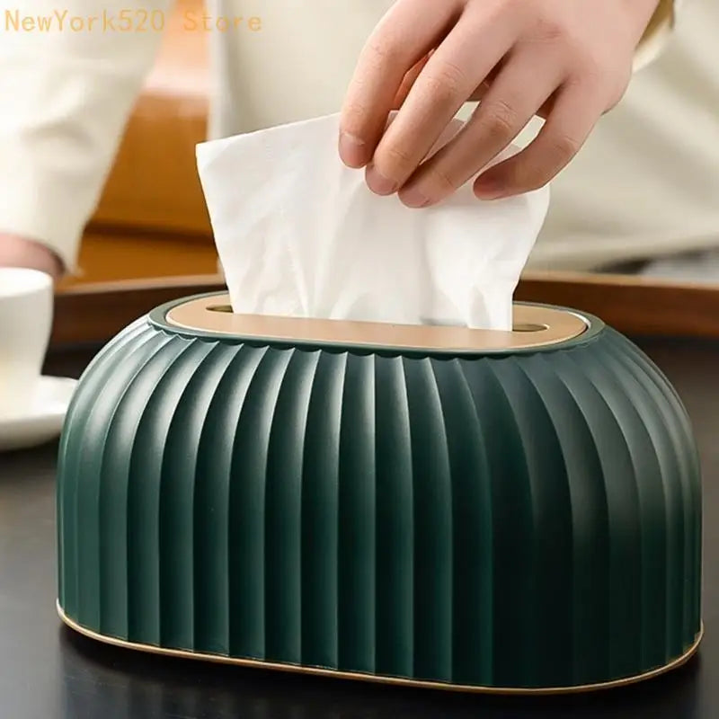 Striped Tissue Box Holder | Modern Plastic Napkin Dispenser
