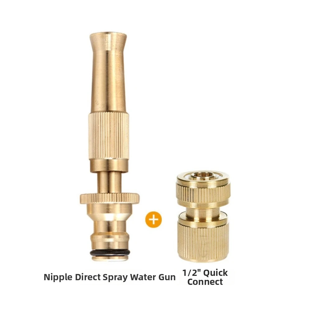 Brass Garden Hose Spray Nozzle – High Pressure Adjustable Flow
