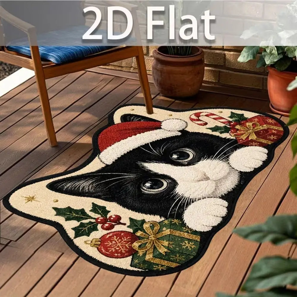 Funny Cat Non-Slip Area Rug – Cartoon Flat Carpet Home Decor