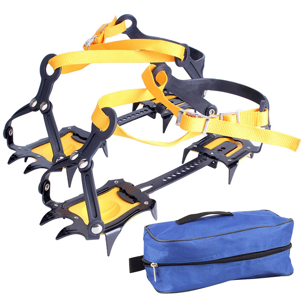 10-Tooth Steel Ice Crampons | Anti-Slip Snow Grips + Bag