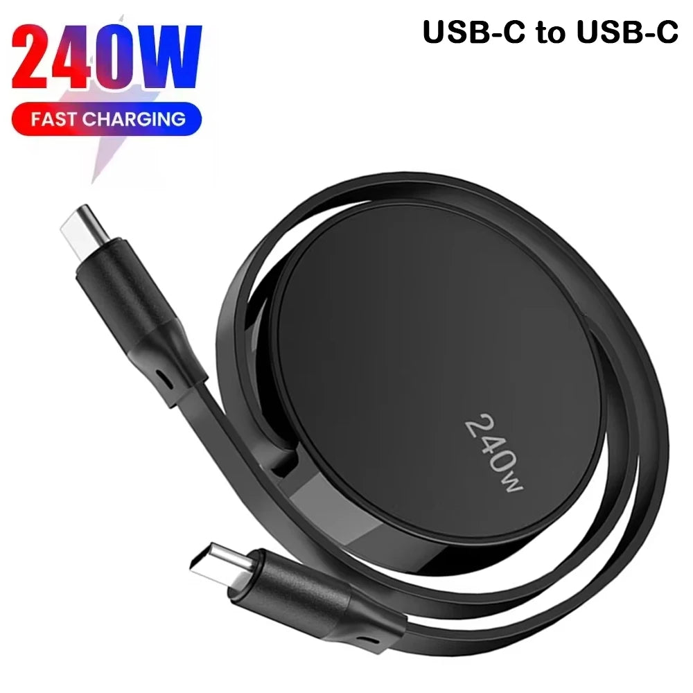 USB-C Retractable 240W Fast Charging Cable 1M | VIBE