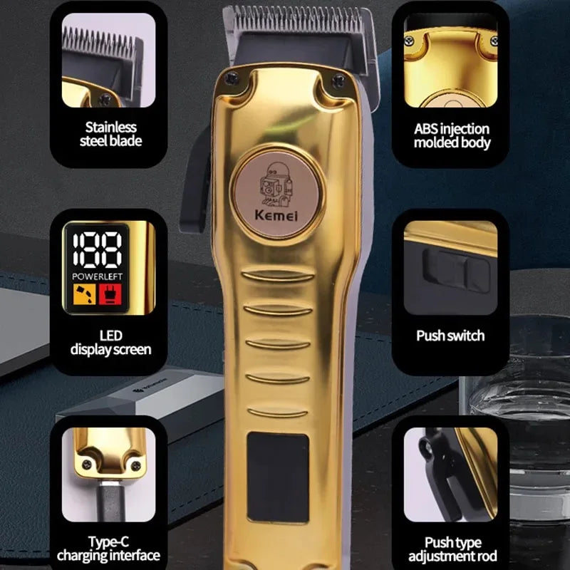 Kemei KM-510 Cordless Hair Clipper LCD USB Rechargeable