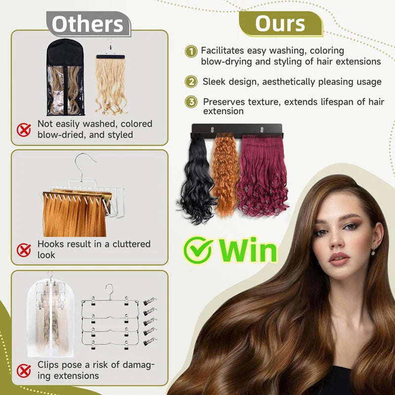 Black Hair Extension Hanger – Styling, Drying & Display Rack