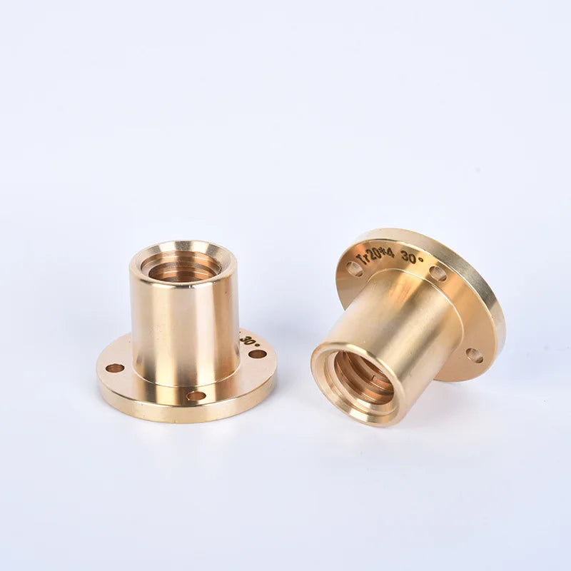 Brass Round Flange Trapezoidal Nut Tr10–Tr30 Positive & Reverse