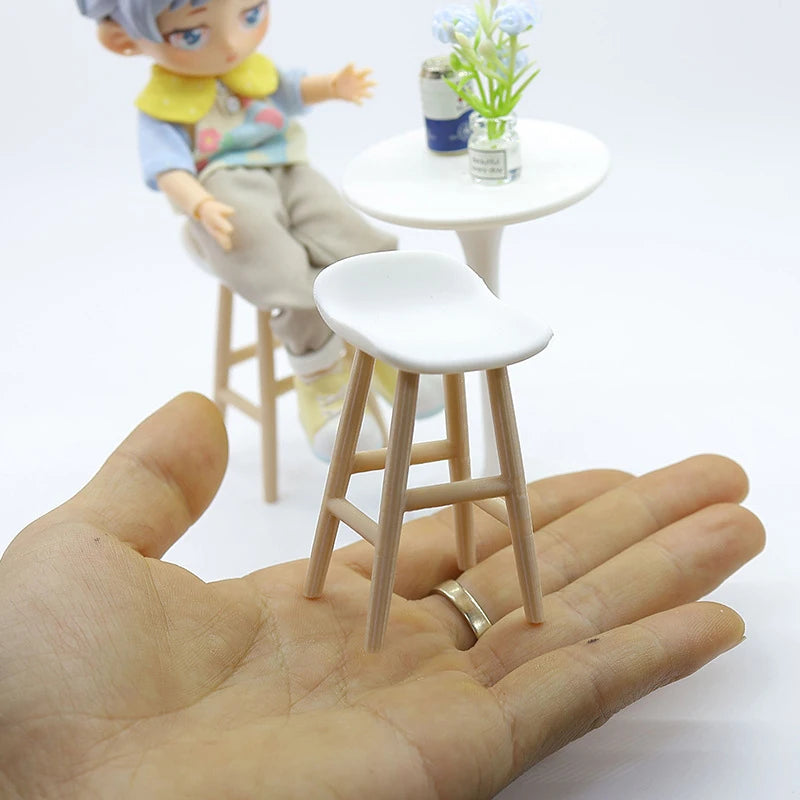 Dollhouse Mini Bar Table & Chair Set – 1/12 Scale Furniture