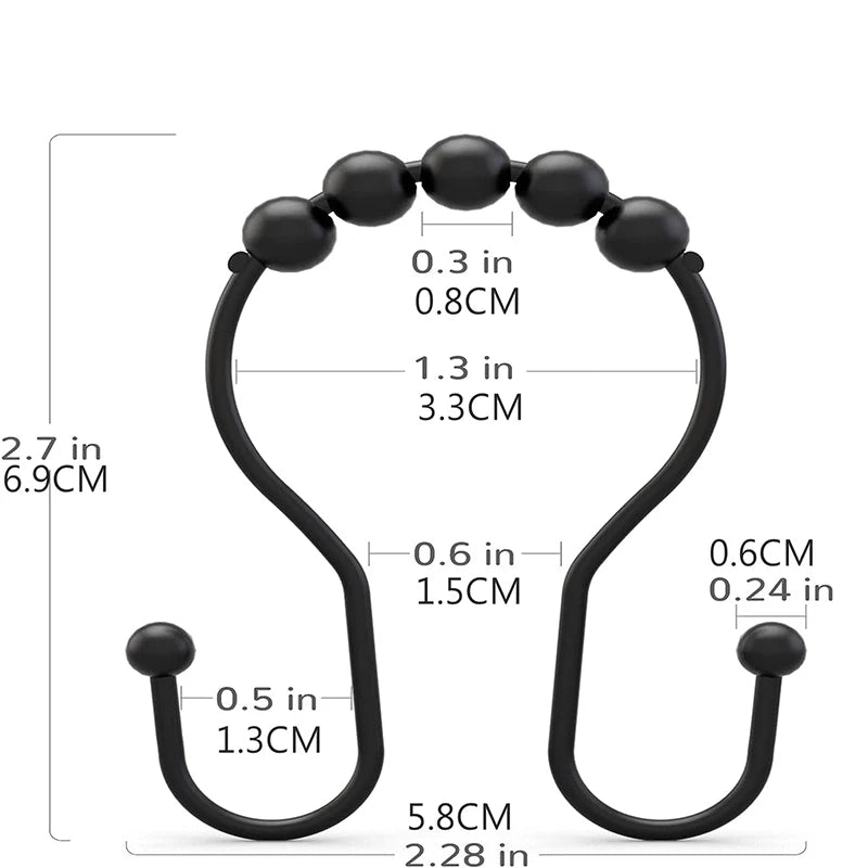 304 Stainless Steel Double Hook Shower Curtain Rings