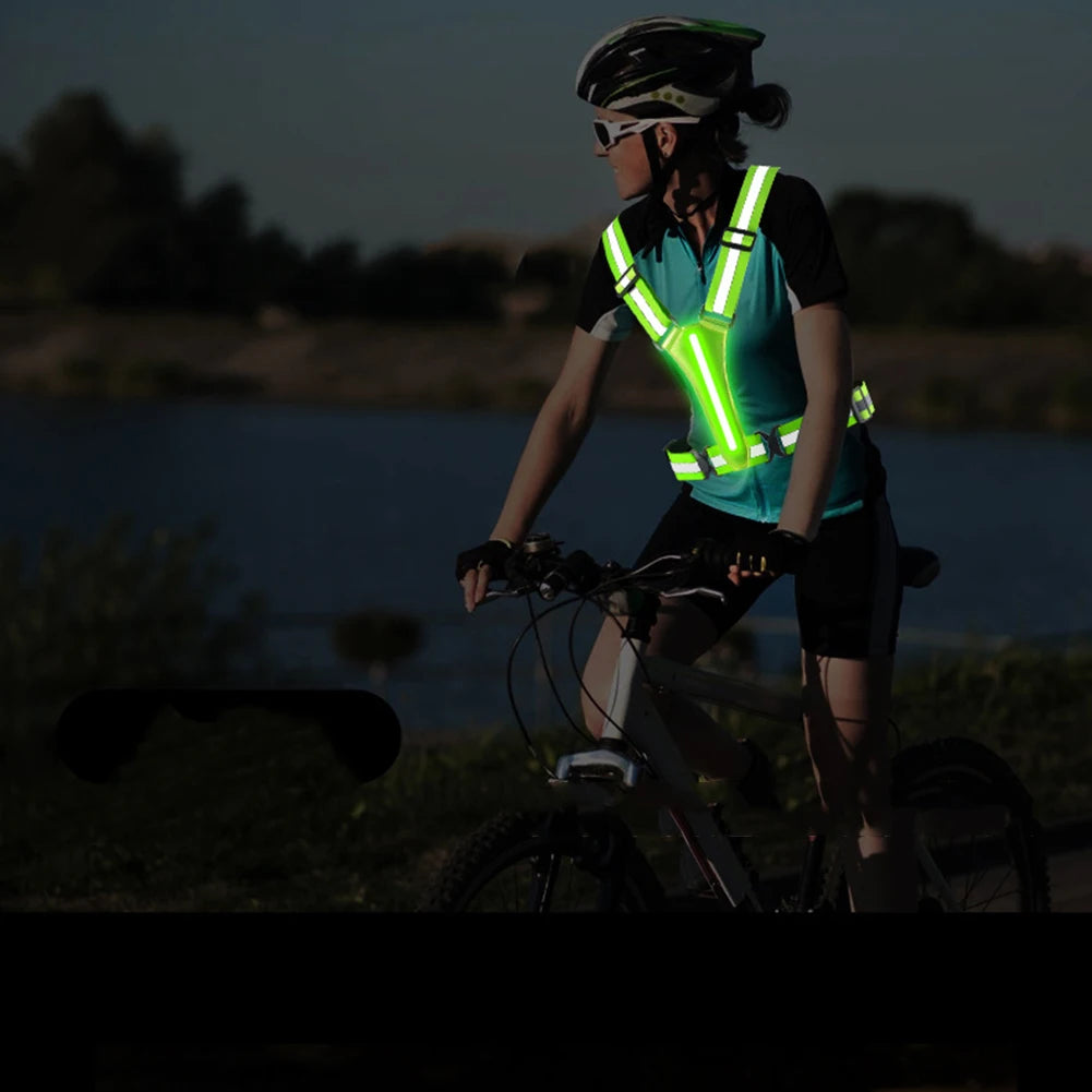 LED Reflective Running Vest USB Rechargeable High Visibility